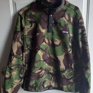 Lands End Camouflage Camo Fleece Sweatshirt Mens Large LG